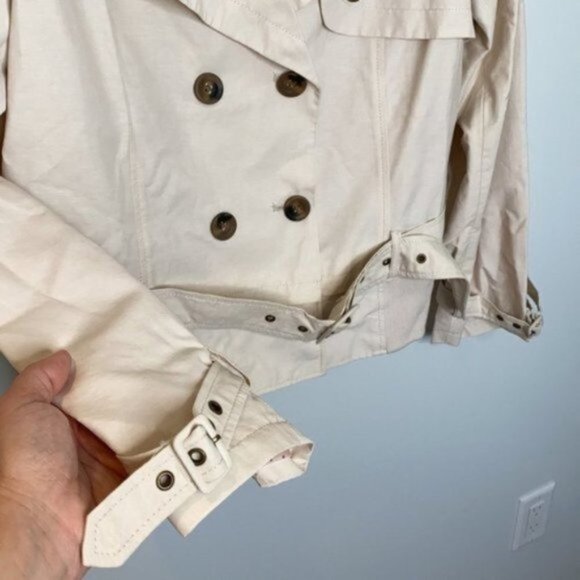 Addition Elle Women Ivory Short Double Breasted Trench Coat Jacket Plus Size X - Picture 5 of 16